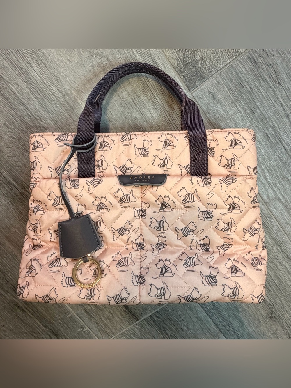 Radley London Designer Purse, Handbag, Pink Signature Dog Quilted Pattern